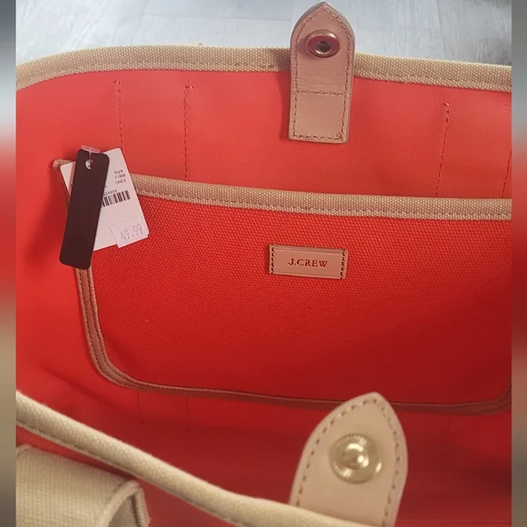 J. Crew Surfside Canvas Tote Bag, New With Tags - Picture 5 of 7